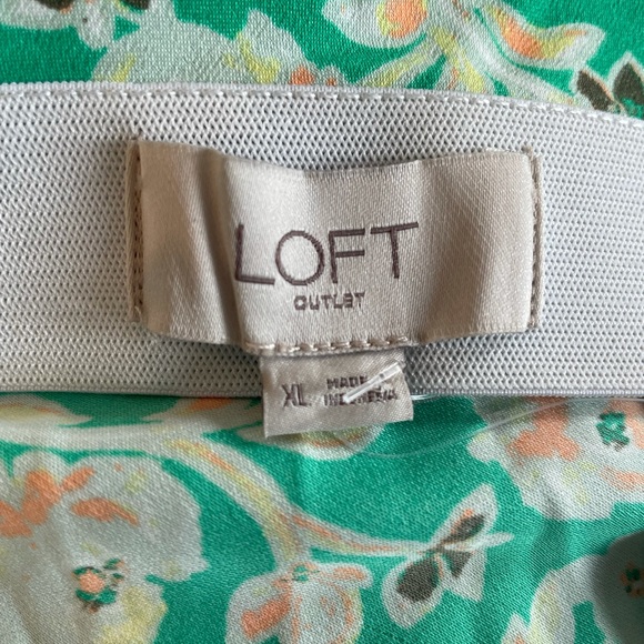 NWT Loft pull on elastic waist bright green floral skirt size extra large - Picture 7 of 8